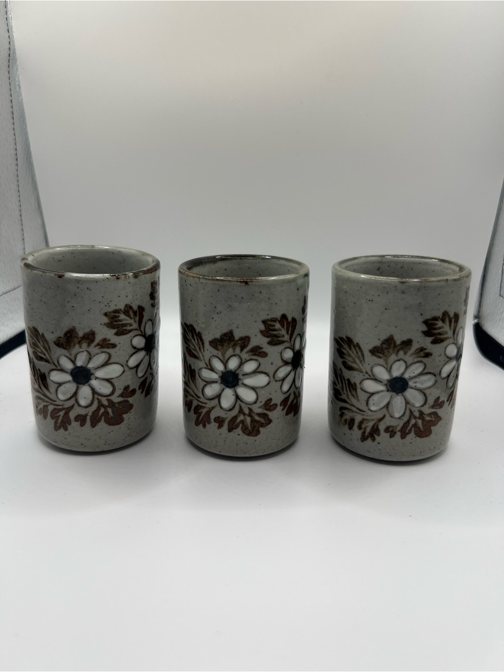 Source Unknown Ceramic Floral Vases - Gray with Brown and White Accents